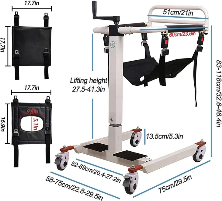 Alumíniumötvözetből készült kézi emelő-transzfer szék